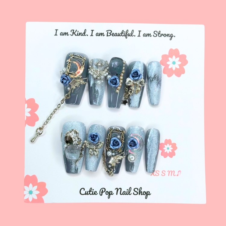 Lunar Rose Elegant Press-On Nail Set
