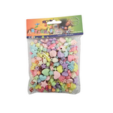 Assorted school craft supplies including colored paper, scissors, and glue for children&