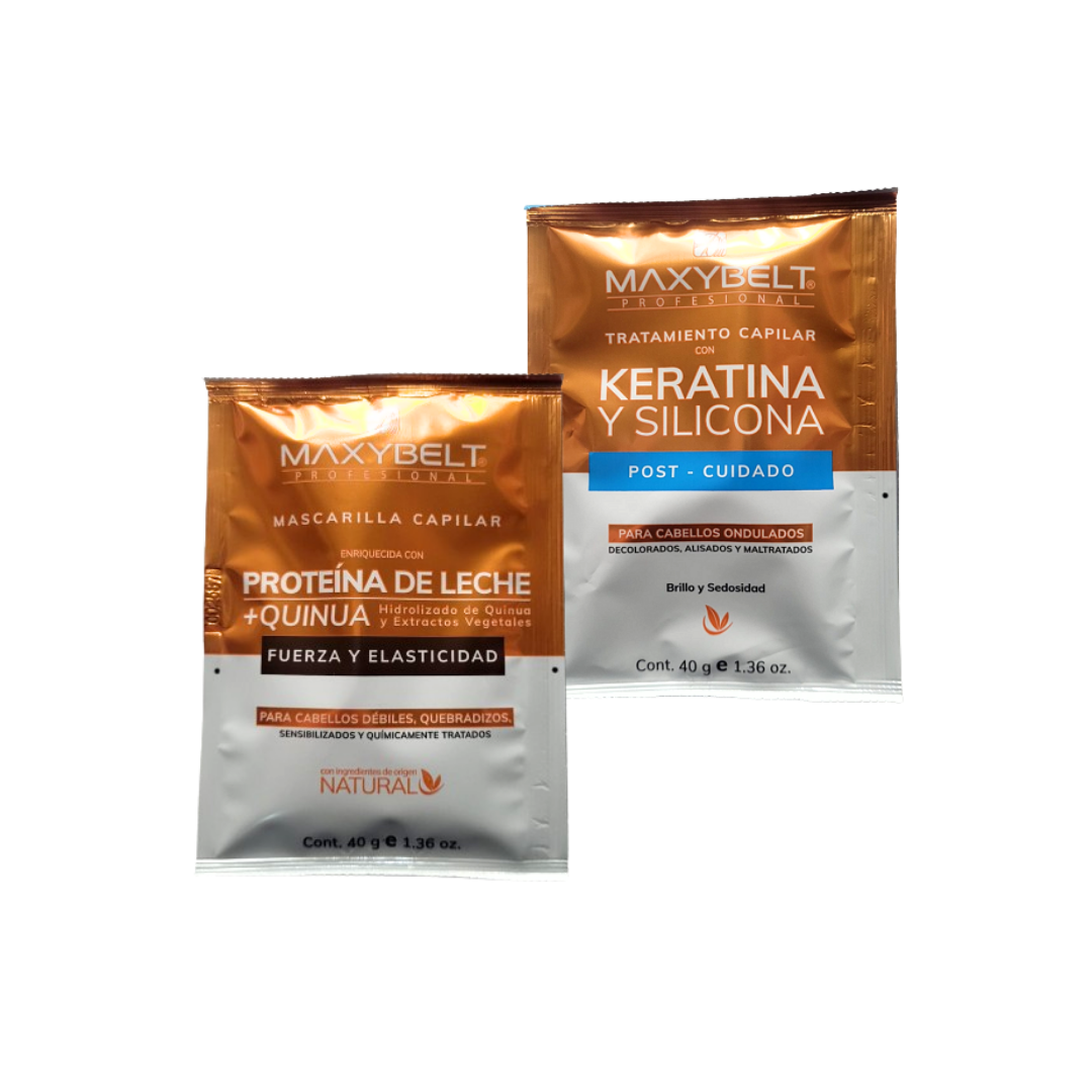 MaxyBelt Hair Treatment Variety pack with different masks for healthy hair, featuring professional-grade formulas in 40g size.
