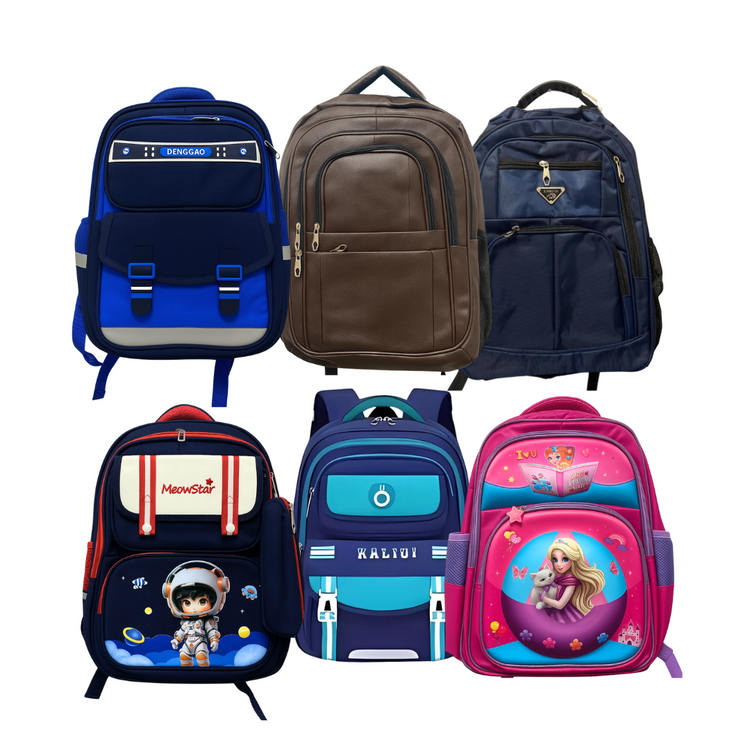 Colorful Farmacias Savia AA2024-11 Series school backpack with casual design, multiple patterns, and adjustable straps.