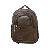 Brown synthetic leather school and casual backpack from AA2024-11 Series by Farmacias Savia with multiple design options.