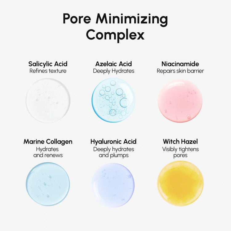 Maree hydrating pore refining toner bottle with a pump, designed to smooth and refine skin for a flawless complexion.