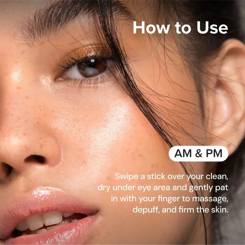 Maree Instant Eye Smoother Balm stick showing smooth, natural application on delicate eye area skin