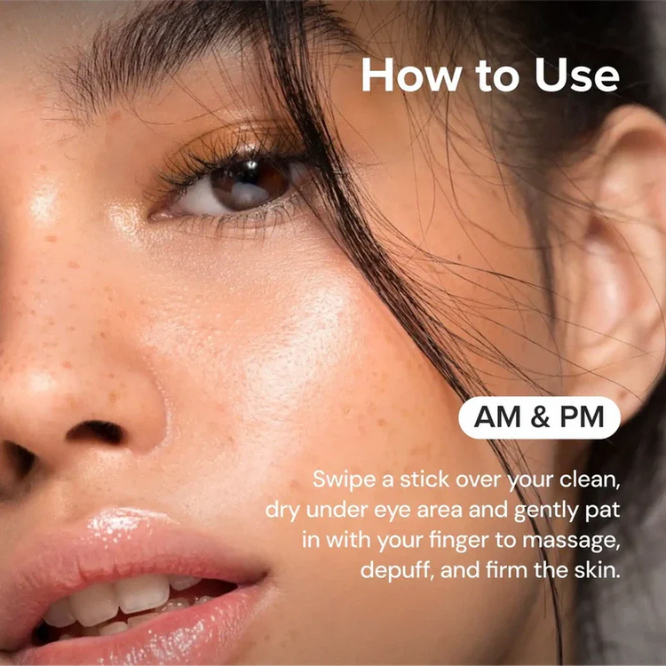 Maree Instant Eye Smoother Balm stick showing smooth, natural application on delicate eye area skin