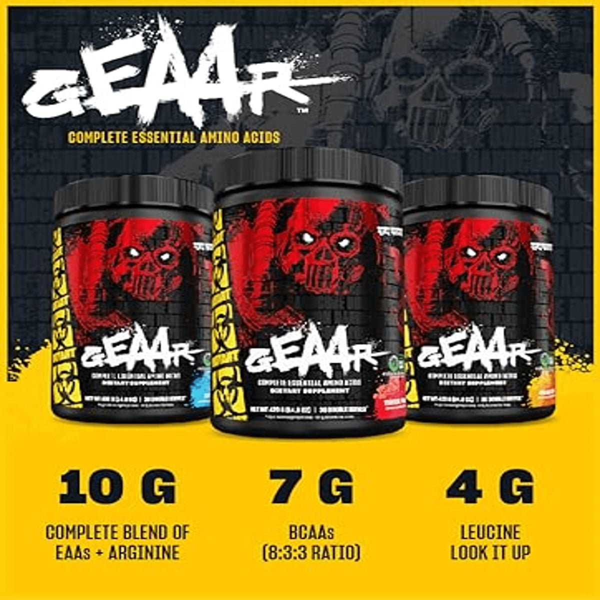 Mutant Geaar EAA Recovery Complex BCAA supplement with amino acids, 30 servings, designed for muscle recovery and hydration.