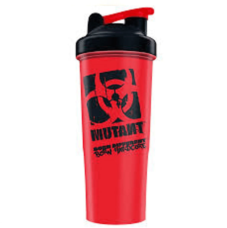 Mutant Born Hardcore Deluxe shaker bottle, 1L/35oz, with black lid and durable plastic body, used for mixing supplements or protein drinks.
