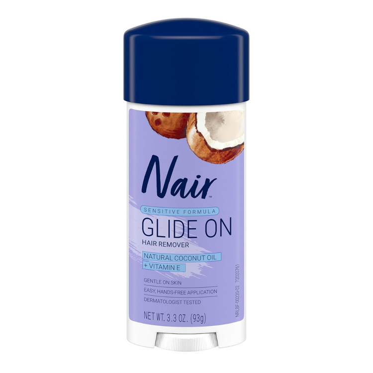 Nair Glide-On Hair Remover Cream for Sensitive Skin, 3.3 oz, skincare product with easy applicator for gentle hair removal