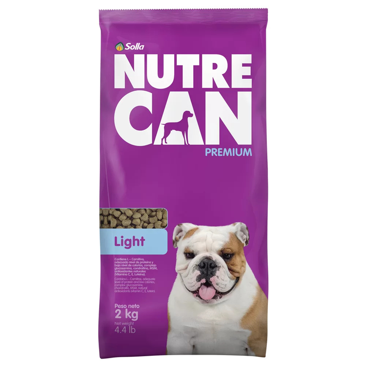 Solla Nutrecan Premium Light Dog Food by Farmacias Savia in a 4.4 lb bag, featuring healthy, balanced nutrition for dogs.