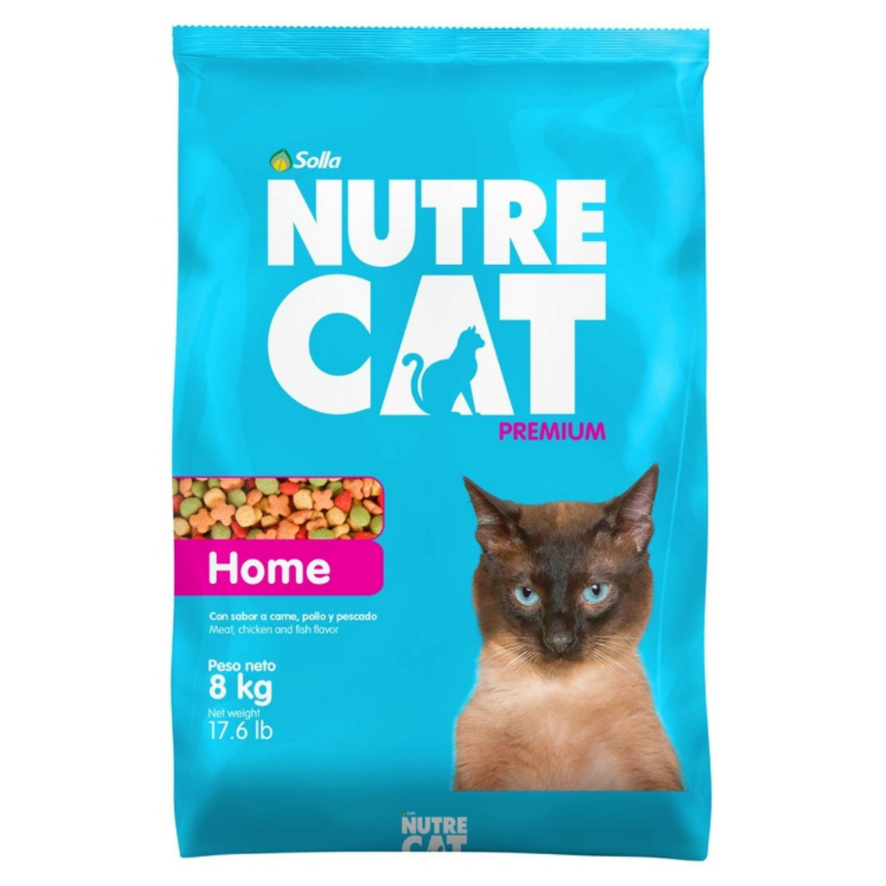 Solla Nutrecat Premium Home Cat Food in 17.6 lb bag, high-quality farmacias Savia alimentation for adult cats.