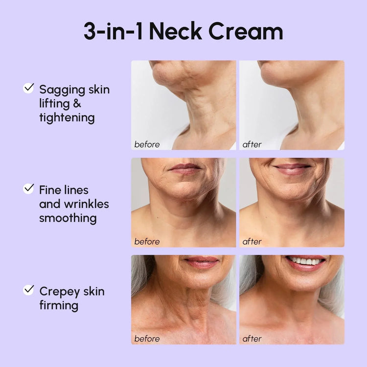 Maree Pro-Retinol Neck Lifting Cream Massager applying cream to neck area, showcasing a skincare device for firming and lifting skin.