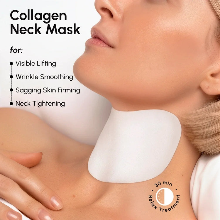 Maree lifting neck wrinkle patches applied to the skin, designed to reduce fine lines and improve neck skin appearance.