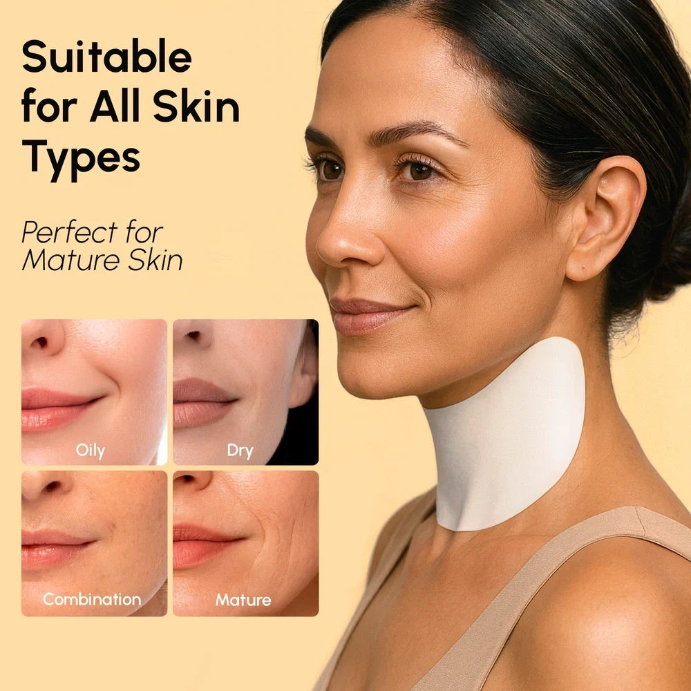 Maree lifting neck wrinkle patches applied to the neck, designed to reduce fine lines and improve skin firmness.