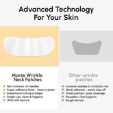 Maree lifting neck wrinkle patches applied to neck skin, designed to reduce fine lines and improve skin firmness.