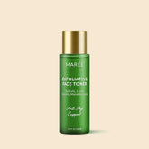 Maree Daily Glow Exfoliating Toner in a clear bottle with a white cap, showing the product label and liquid inside.