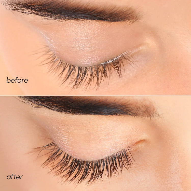 Maree lash and brow growth serum bottle with applicator brush for fuller-looking lashes and brows.