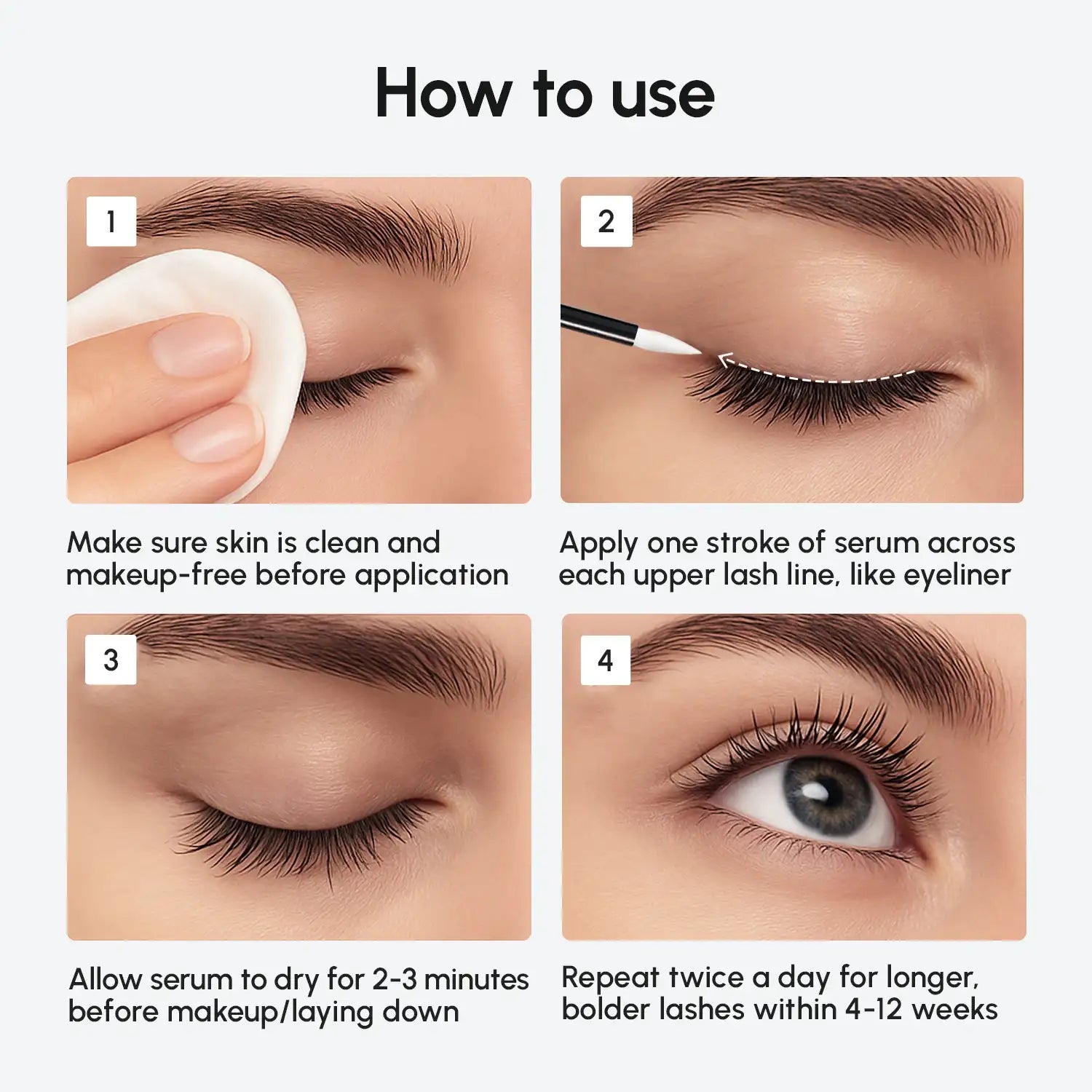 Maree Lash & Brow Growth Serum bottle with applicator brush, designed to promote fuller-looking eyelashes and eyebrows.