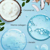 Maree keratin hair mask for damaged hair, deep conditioning treatment in a creamy jar with a smooth texture.
