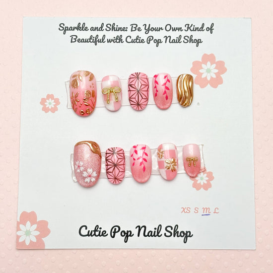 Nezuko Round Anime Press-On Nail Set