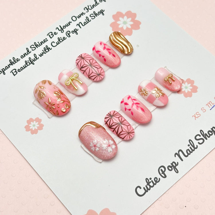 Nezuko Round Anime Press-On Nail Set
