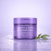 Maree 12 Niacinamide Smooth & Glow Pads arranged in a container, showing exfoliating and brightening skincare product