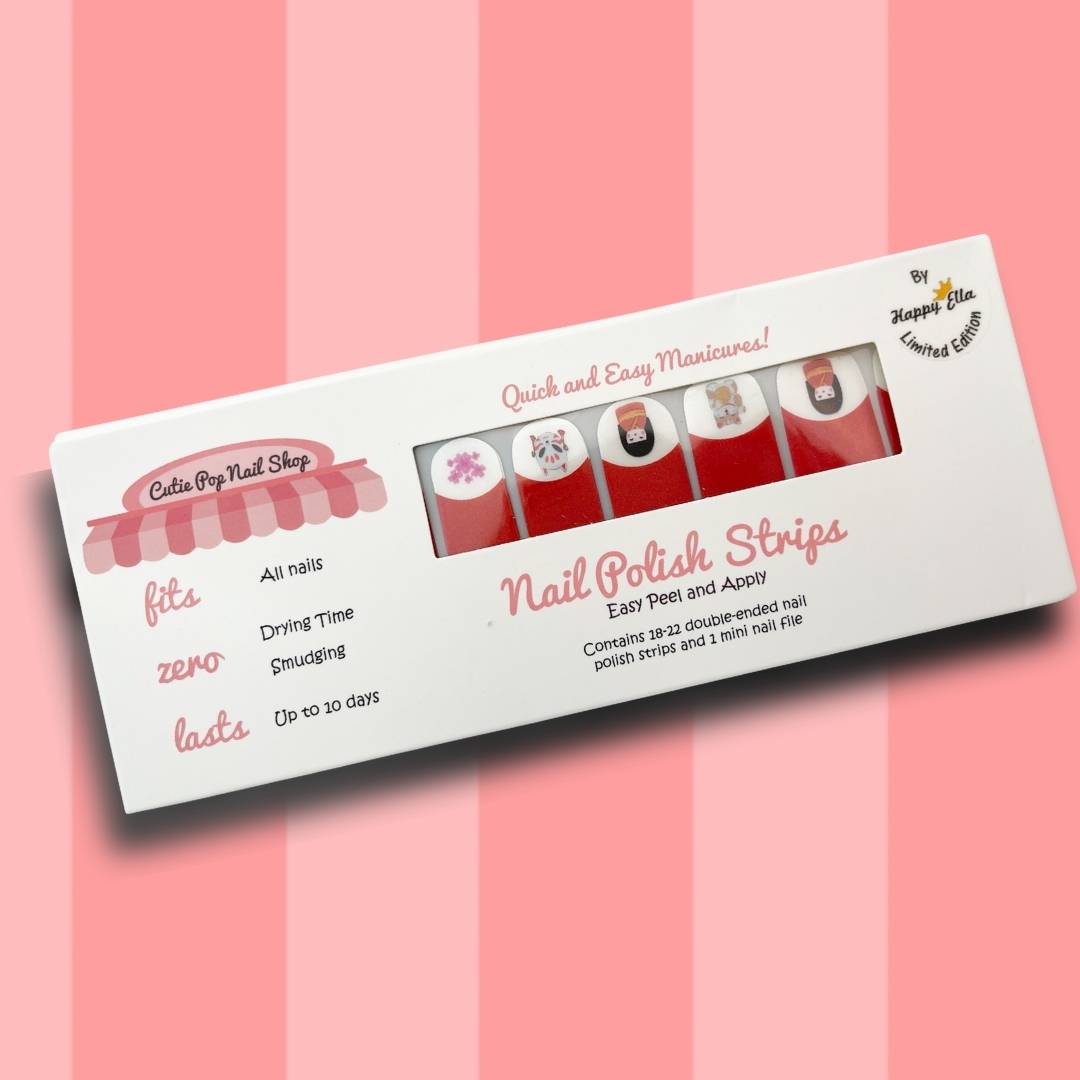 Japanese-inspired nail strips by Cutie Pop Nail Shop featuring kawaii designs for stylish, easy nail art.
