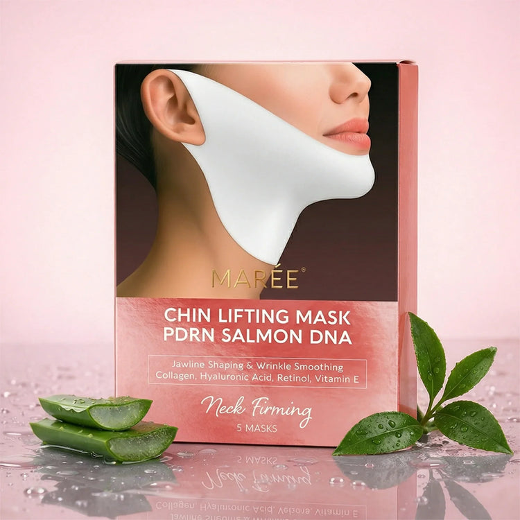Maree PDRN V-line lifting mask showing a close-up of the mask with a smooth, hydrating sheet designed for facial contouring.