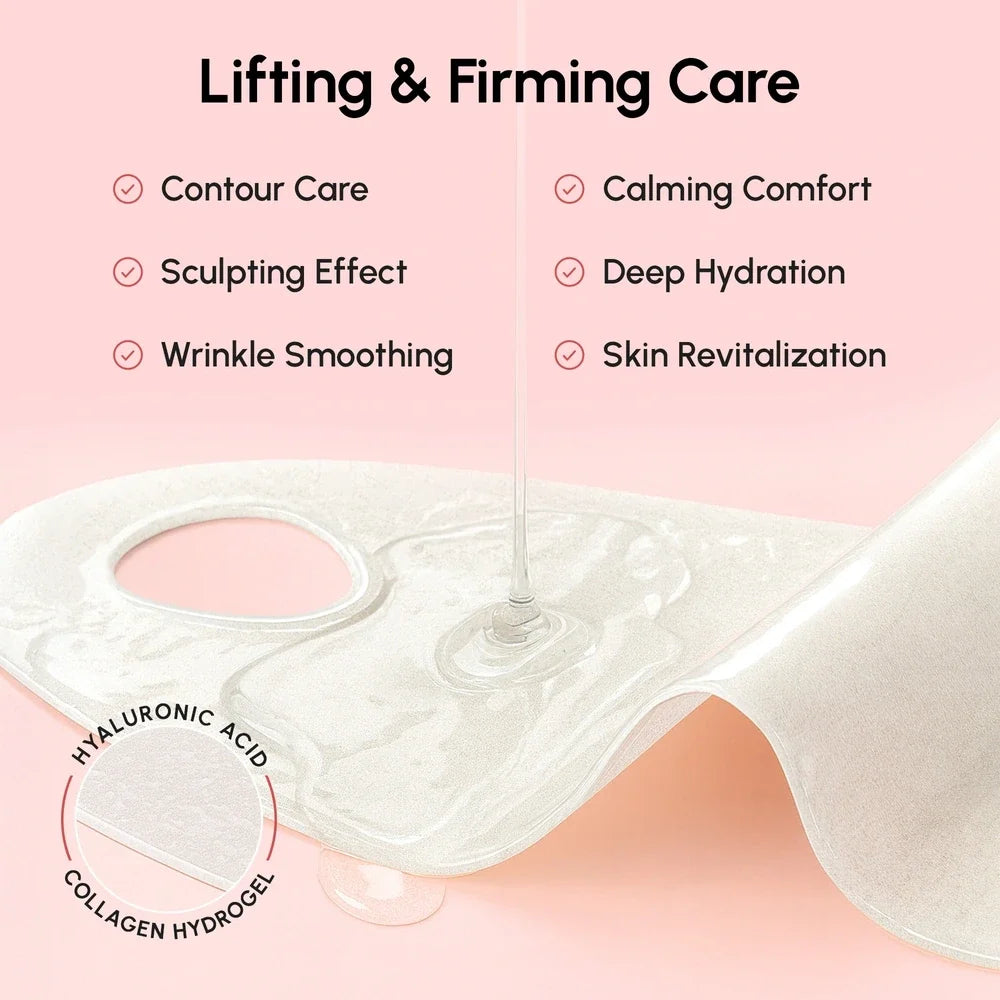 Maree PDRN V-line lifting mask applied on face showing a close-up of the skincare treatment for firming and contouring.