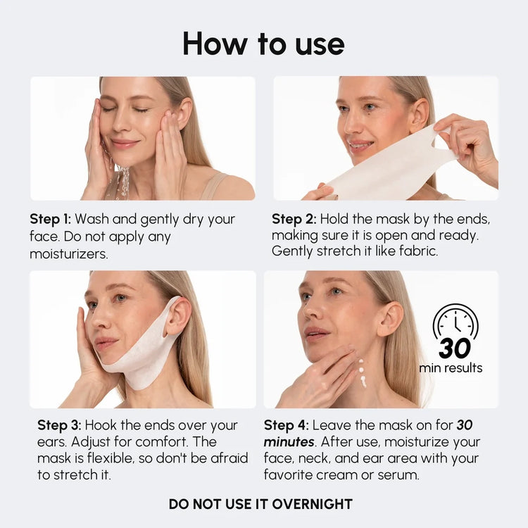 Maree PDRN V-line Lifting Mask applied to a woman&