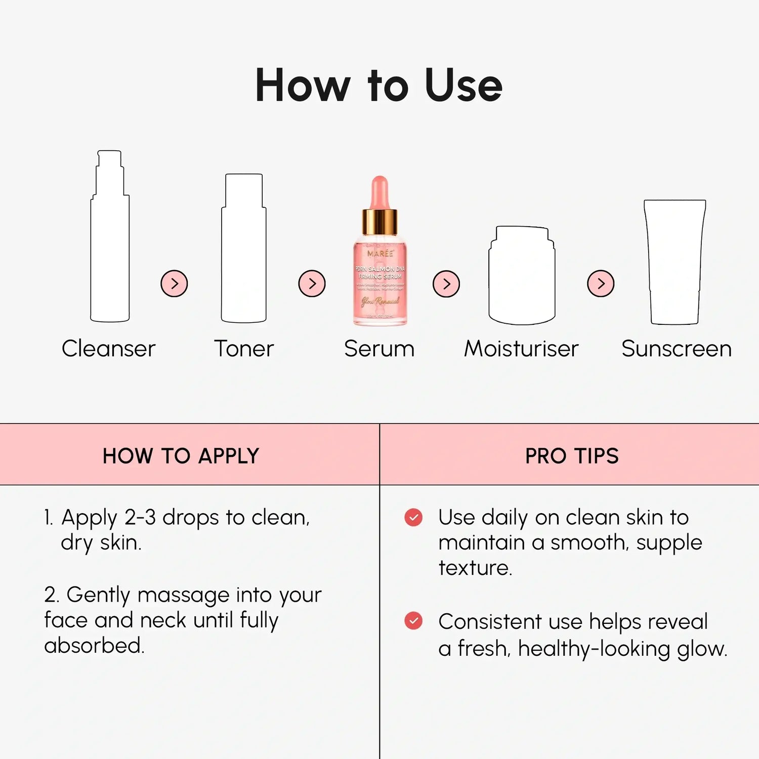 Maree Firming & Renewing PDRN Serum bottle, anti-aging glow booster for skin rejuvenation and firming.