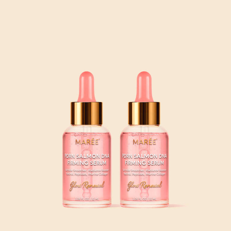 Maree Firming & Renewing PDRN Serum bottle, anti-aging glow booster with serum dropper and sleek packaging visible.