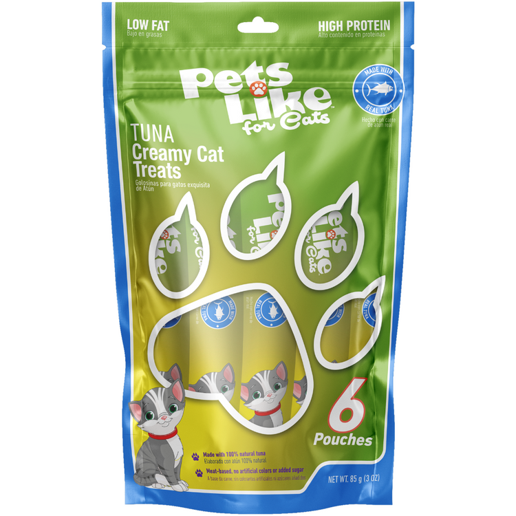 Cans of Pets Like Tuna Wet Cat Food in 3 oz packaging, featuring tuna flavor and brand label on the cans.
