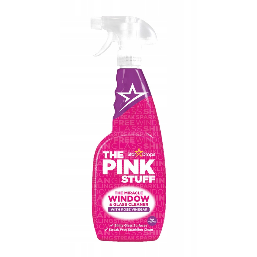 Pink Stuff Window and Glass Cleaner with Vinegar, 25oz, multi-purpose detergent for sparkling clean glass and surfaces.