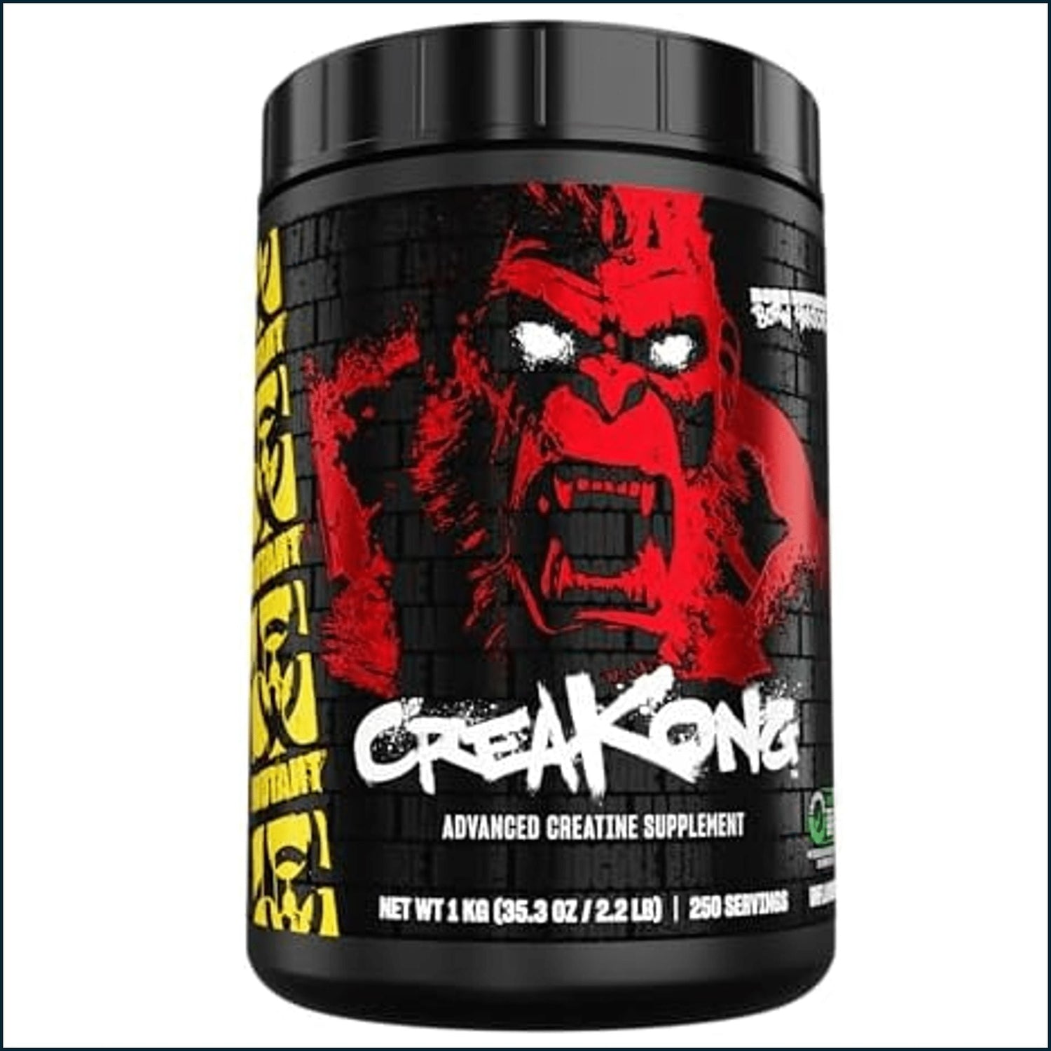 Mutant Creakong creatine supplement by PoorBoySupplements.com in a container with label showing 250 servings, ideal for muscle support.