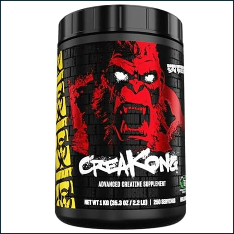 Mutant Creakong creatine supplement by PoorBoySupplements.com in a container with label showing 250 servings, ideal for muscle support.
