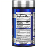 Allmax Fadogia Agrestis 325mg testosterone booster capsules in a bottle with label showing product details.