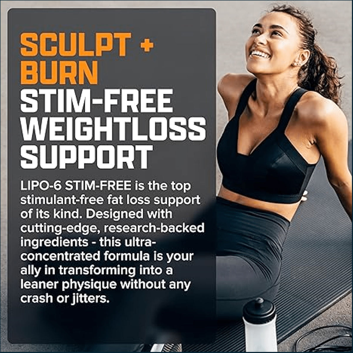 Nutrex LIPO-6 Stim-Free weight loss supplement bottles with 60 caps, featuring the new formula for fat burning and metabolism support