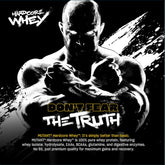 Container of Mutant Hardcore Whey protein powder in a 5lb package from PoorBoySupplements.com, with a label featuring bold branding and product info.