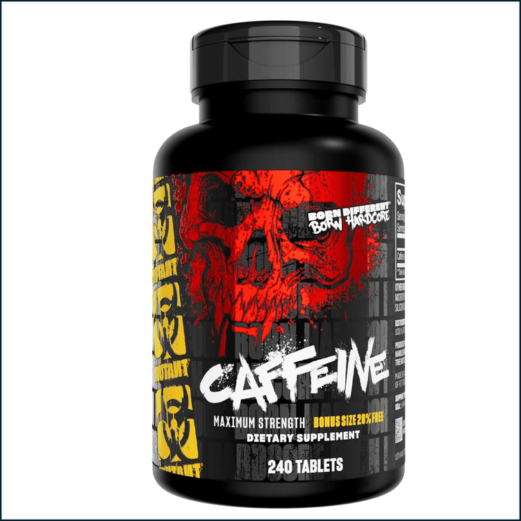 Mutant Caffeine pre-workout tablets by PoorBoySupplements.com, 240 tablets for energy and focus during workouts.