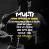 Mutant Multi vitamin bottle with 60 caplets from PoorBoySupplements.com, showing colorful caplets and label details.