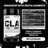 Nutrex CLA 1000 weight loss softgel bottle with 90 capsules, featuring orange and white packaging with product label.
