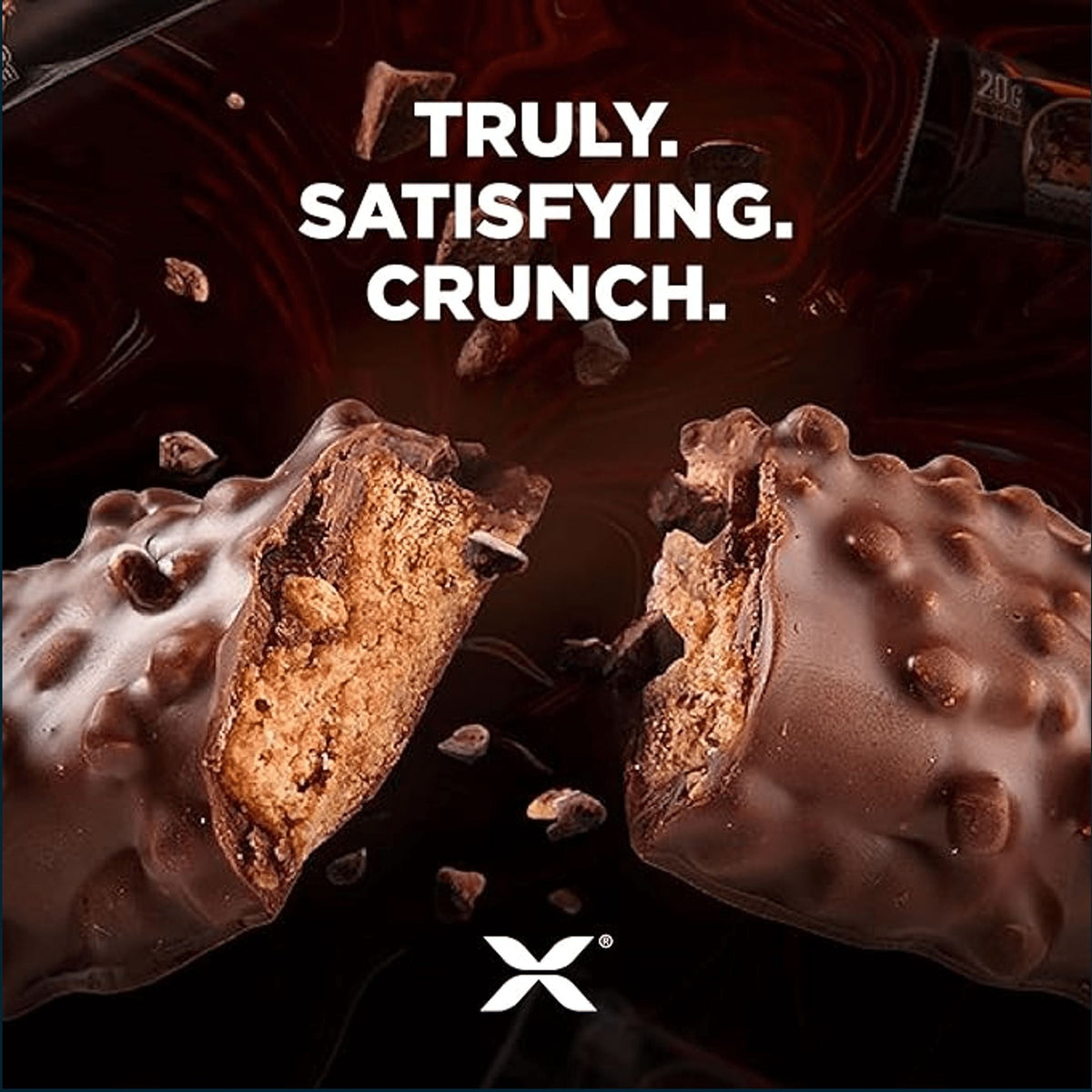 Allmax Hexapro protein bar showing chocolate coating and caramel filling, a healthy snack from PoorBoySupplements.com