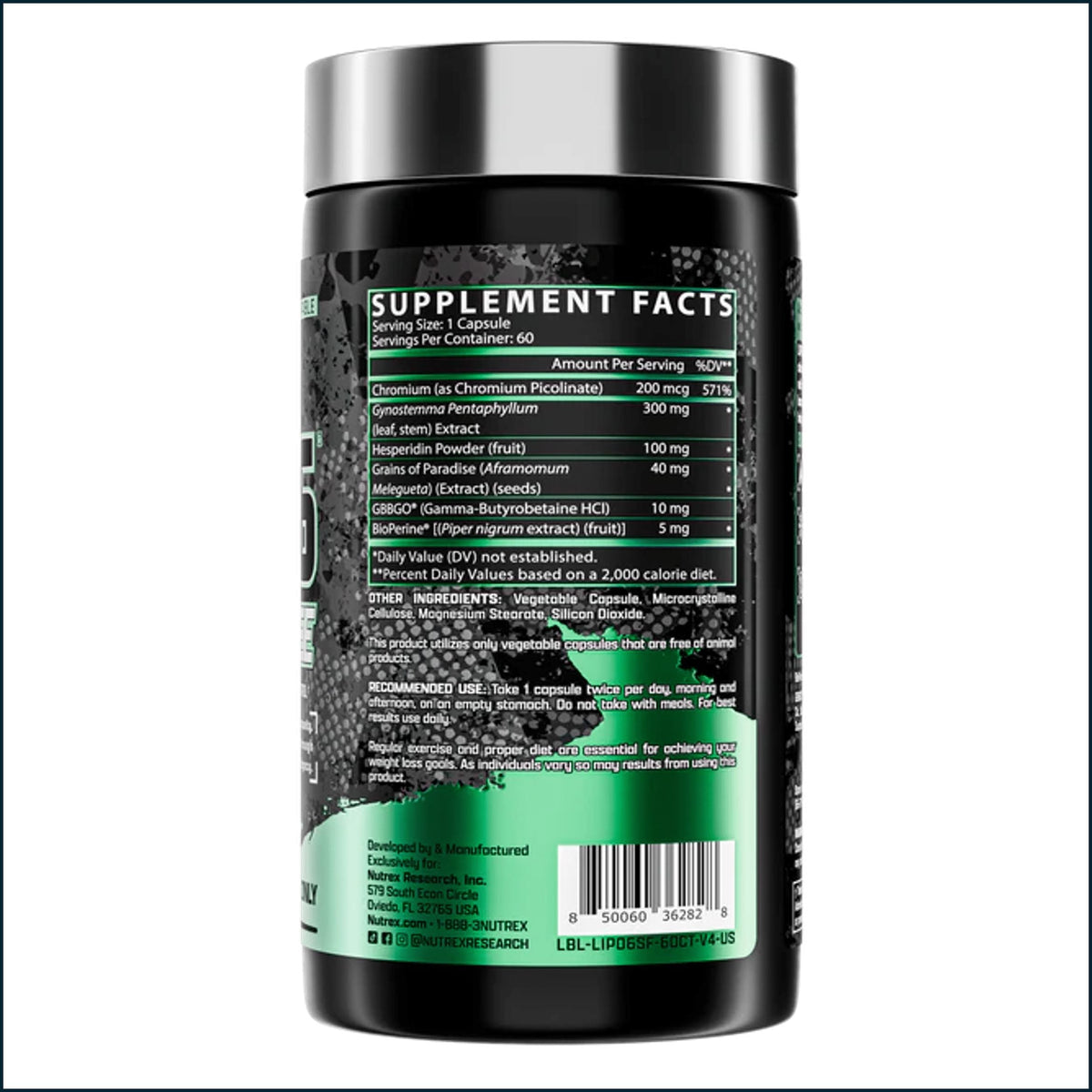 Nutrex LIPO-6 Stim-Free weight loss capsules in a bottle, new formula, 60 caps, designed for fat burning without stimulants