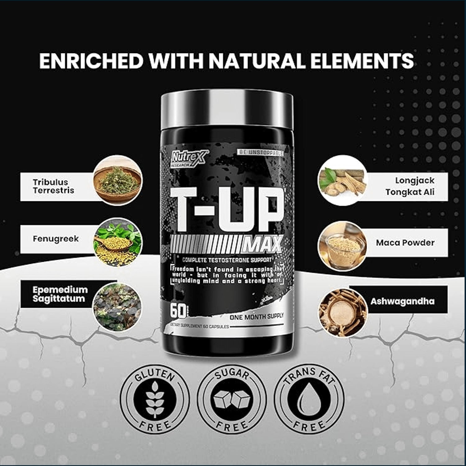 Nutrex T-Up Max testosterone booster supplement bottles with 60 capsules from PoorBoySupplements.com.