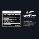 Mutant Creakong Kre-Alkalyn creatine supplement with 75 servings, shown in a container with scoop and label details.