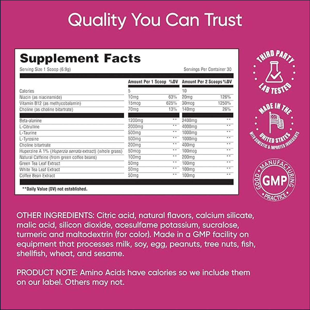 Universal Nutrition Boost & Focus pre-workout supplement in a container, featuring a label with product details and serving size.