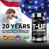 Nutrex T-Up Max testosterone booster capsules from PoorBoySupplements.com, showing the supplement bottle with 60 caps.