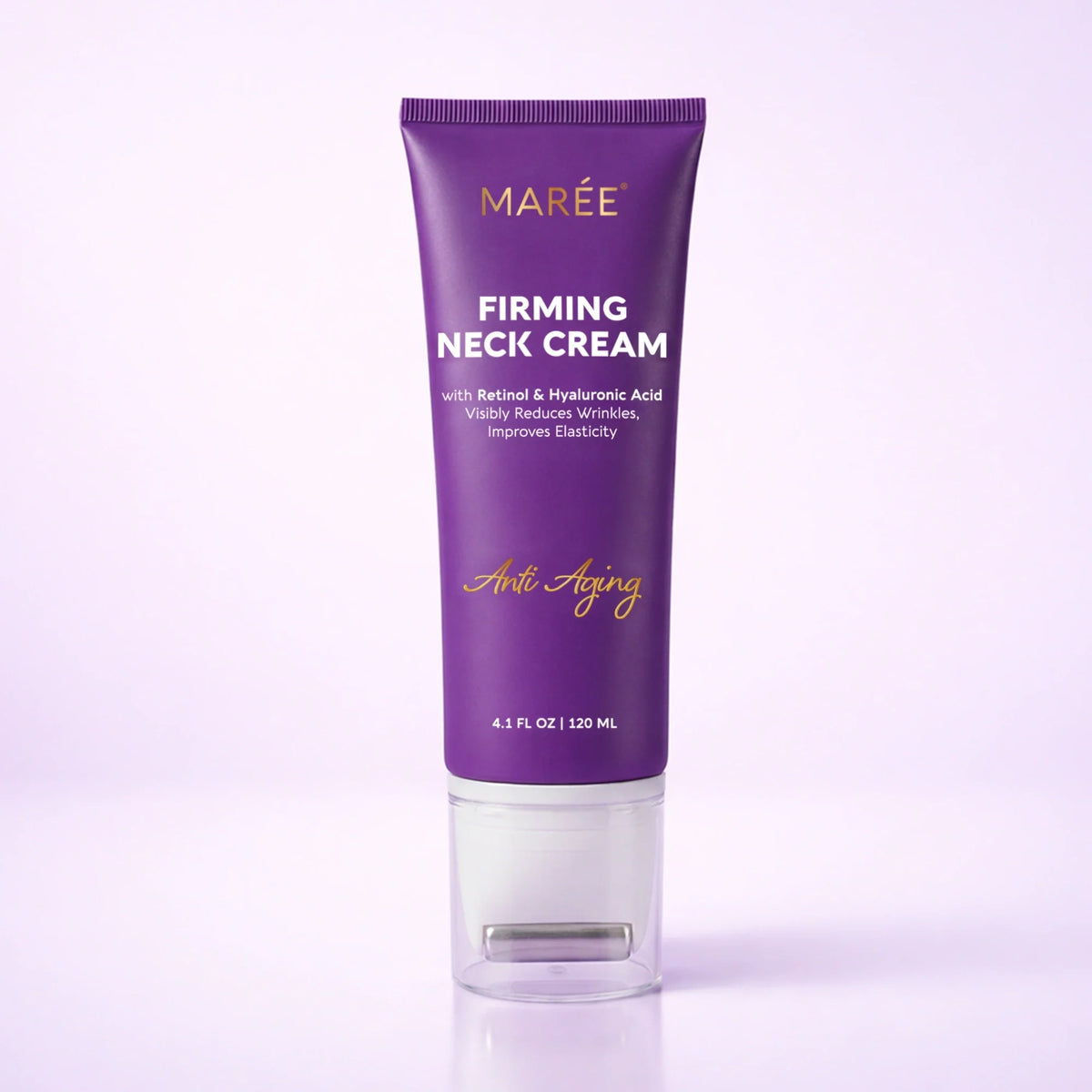 Maree Pro-Retinol neck lifting cream with massage device, showing the cream jar and applicator for skin firming and anti-aging.