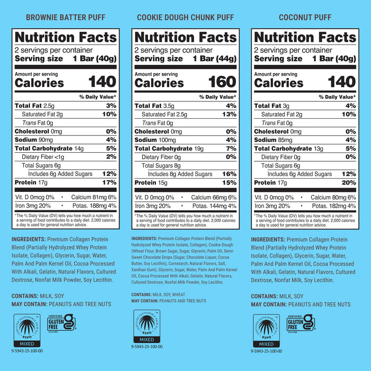 Stack of 12 BUILT mixed snack boxes with assorted puff snacks in a mixed variety pack.