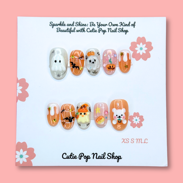 Pumpkin Fluff Cute Autumn Press-On Nails