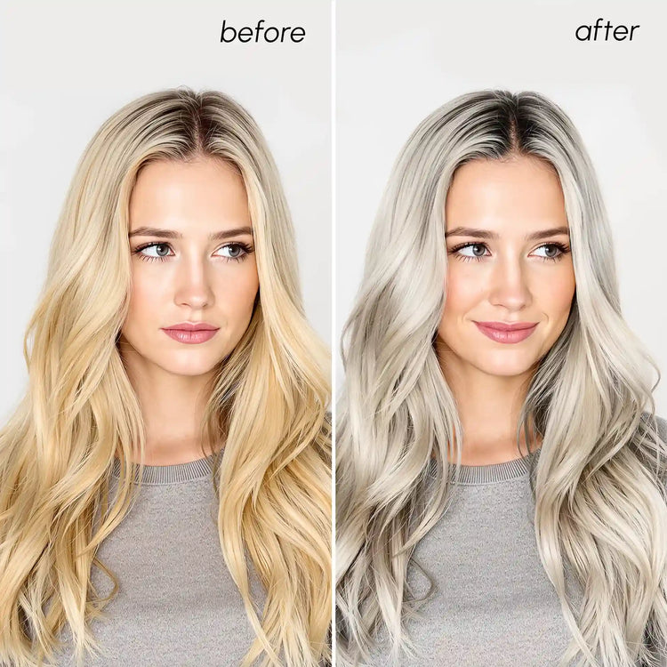 Maree purple hair mask for blonde hair, tone enhancing hair care treatment in a jar, with creamy texture and vibrant purple color.